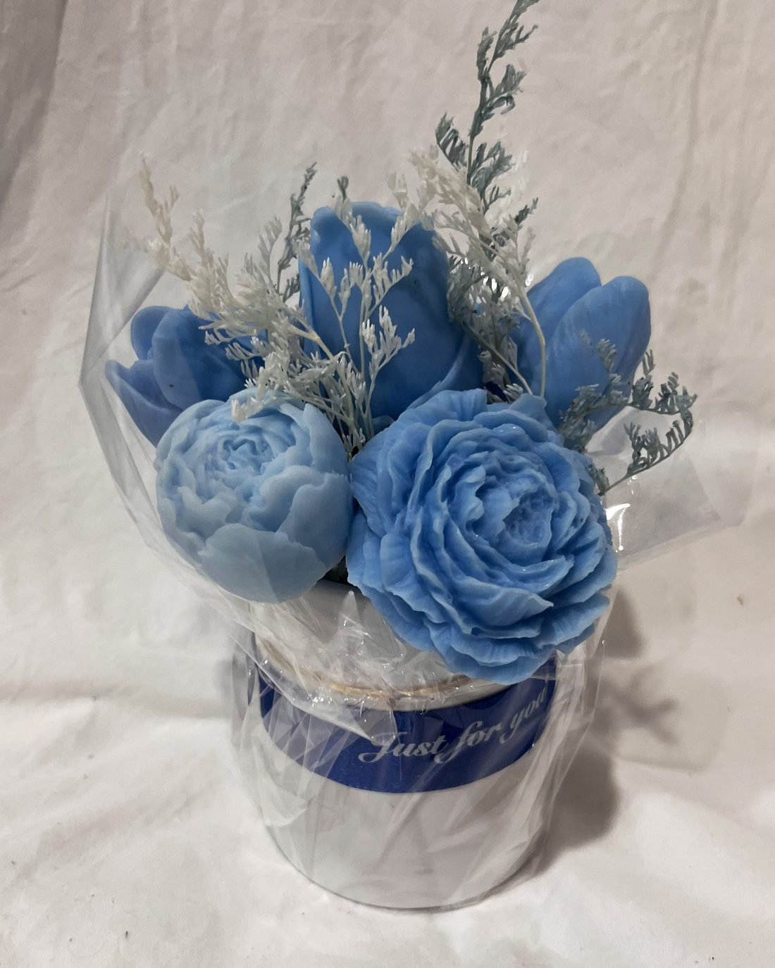 Micro Meadow soap flower arrangement in blue