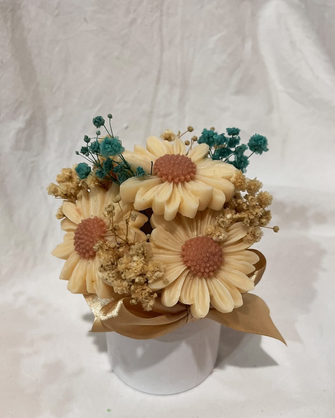 Micro Meadow soap flower arrangement in yellow
